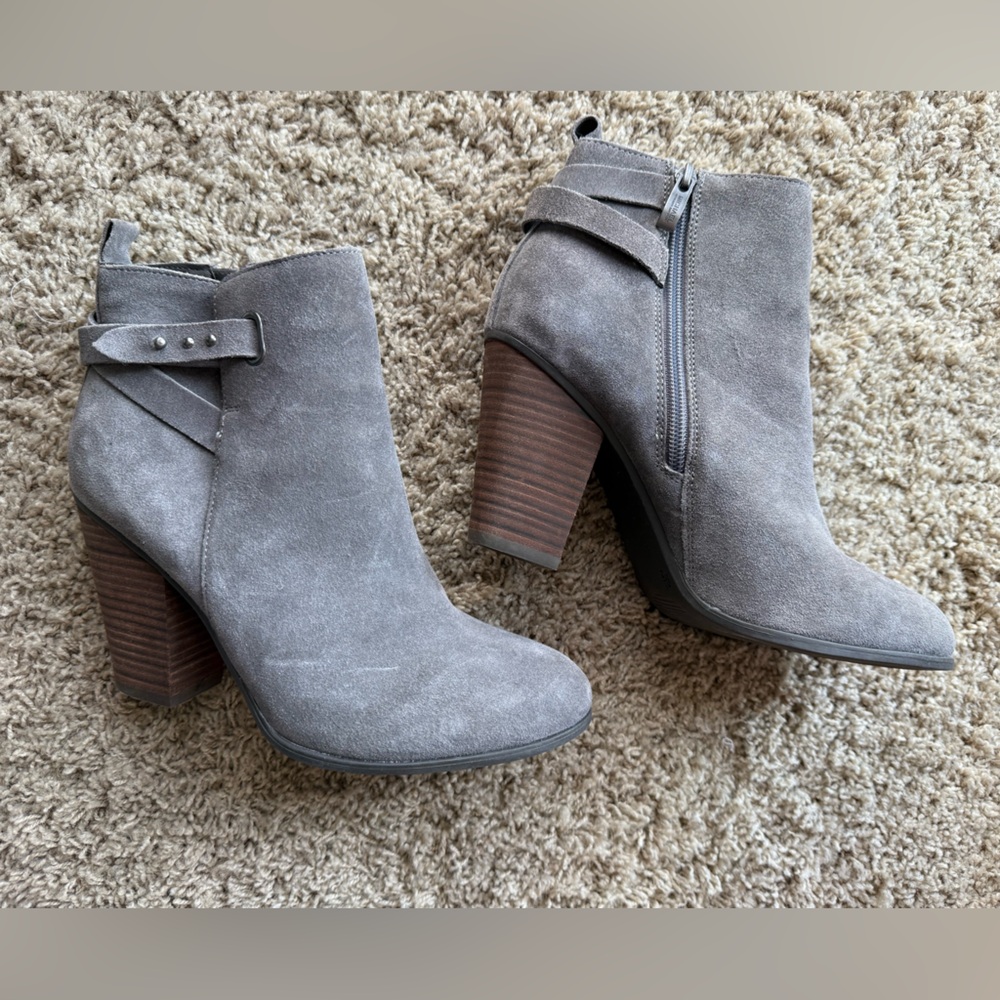 Gray suede style boots